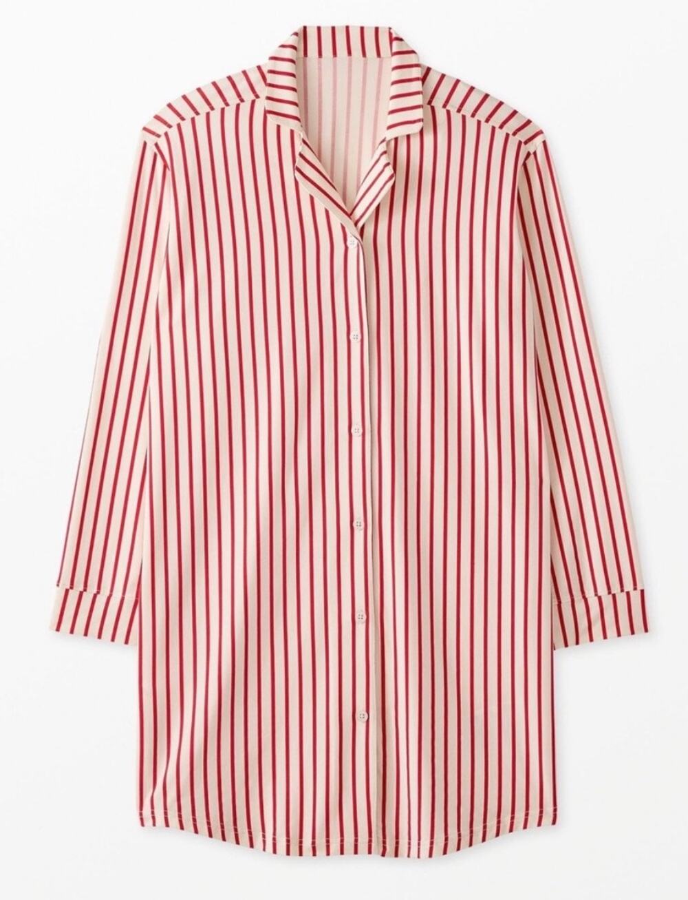 Hanna Andersson HannaSoft Red & White Striped Long Sleeve Sleep Shirt Size Large